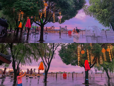 无锡景区游客在亮灯仪式后进行拍照打卡.jpg